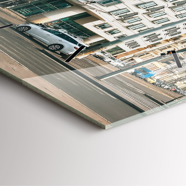 Zegar ścienny kwadratowy Tańczący dom Praga