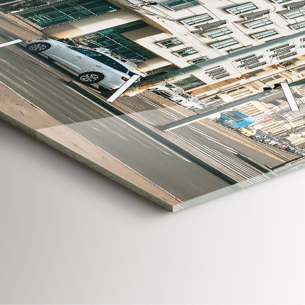 Zegar ścienny kwadratowy Tańczący dom Praga