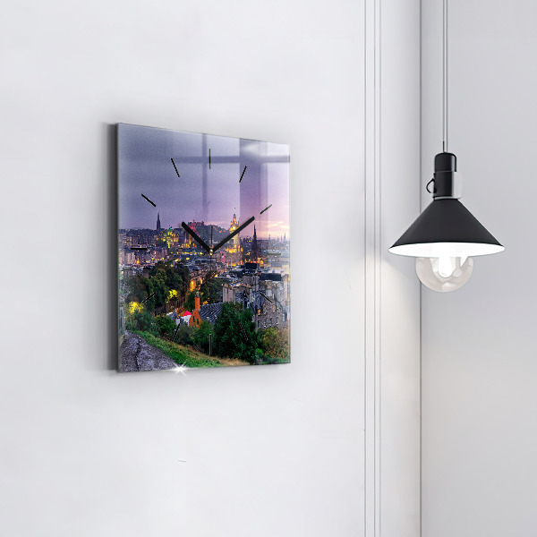 Zegar ścienny kwadratowy Edynburg z Calton Hill