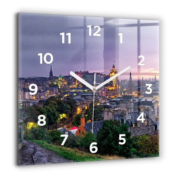 Zegar ścienny kwadratowy Edynburg z Calton Hill