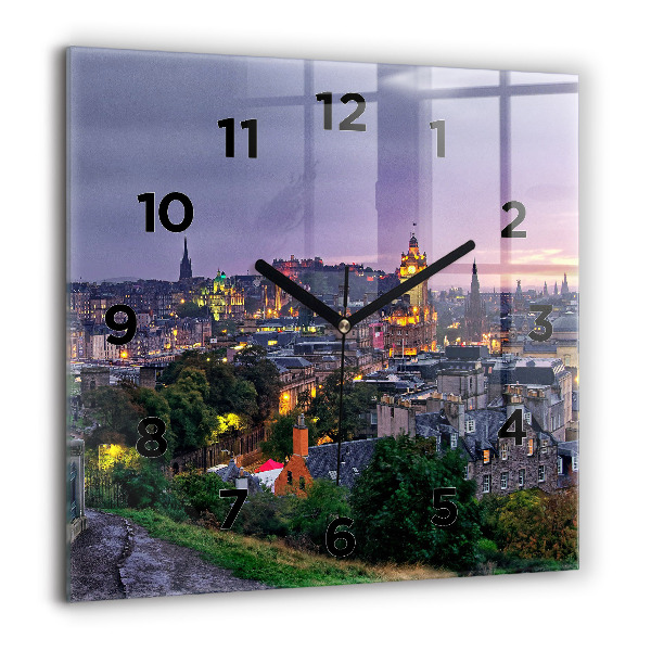 Zegar ścienny kwadratowy Edynburg z Calton Hill