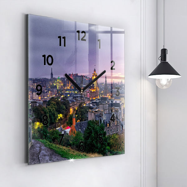 Zegar ścienny kwadratowy Edynburg z Calton Hill