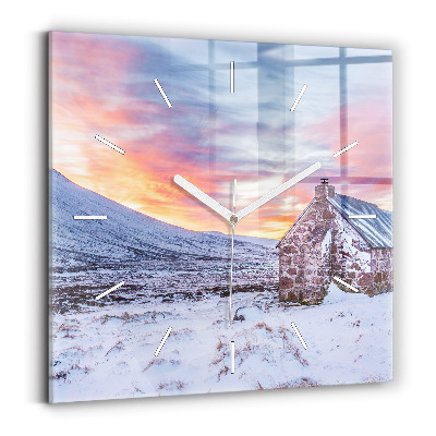Zegar ścienny kwadratowy Domek w górach