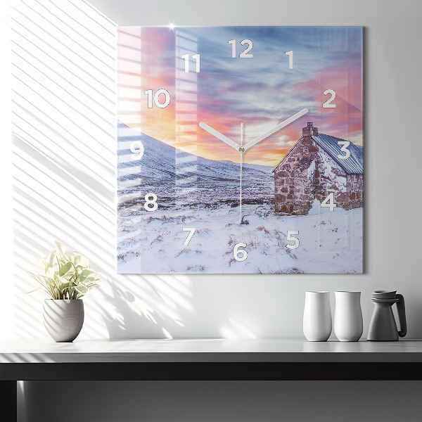 Zegar ścienny kwadratowy Domek w górach
