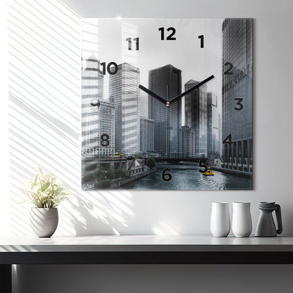 Zegar ścienny kwadratowy Panorama miasta