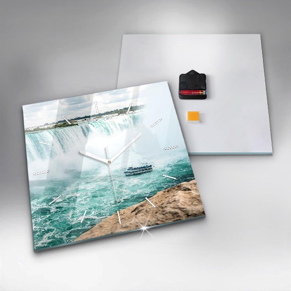 Zegar ścienny kwadratowy Łódka i Niagara