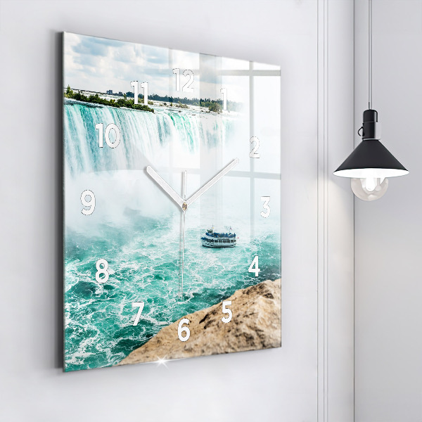 Zegar ścienny kwadratowy Łódka i Niagara