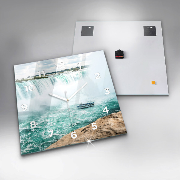 Zegar ścienny kwadratowy Łódka i Niagara