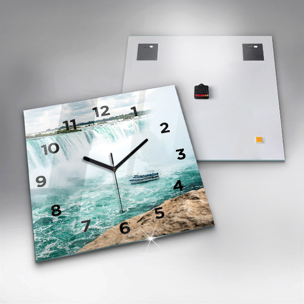 Zegar ścienny kwadratowy Łódka i Niagara