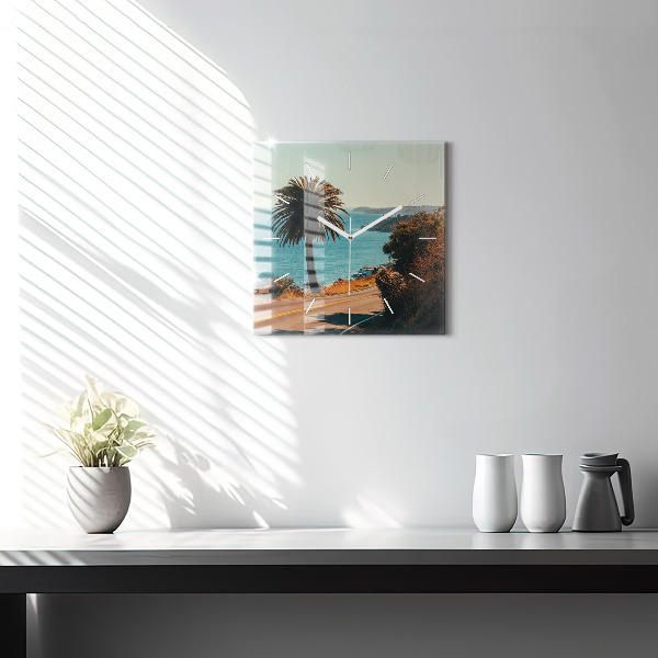 Zegar ścienny kwadratowy Palmy w Malibu