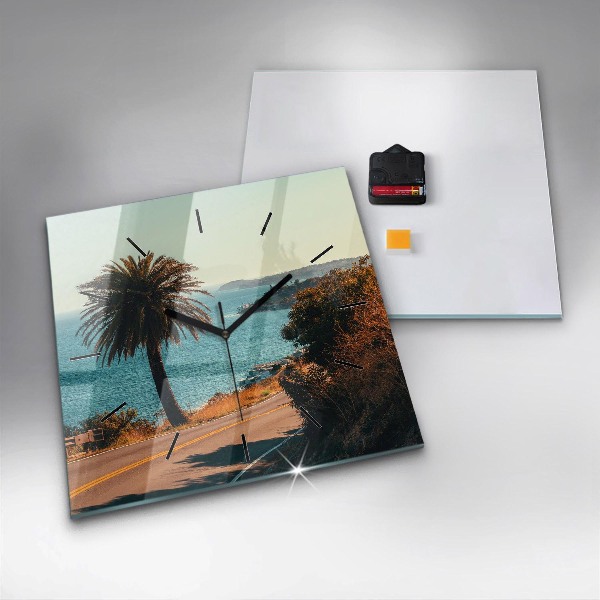 Zegar ścienny kwadratowy Palmy w Malibu
