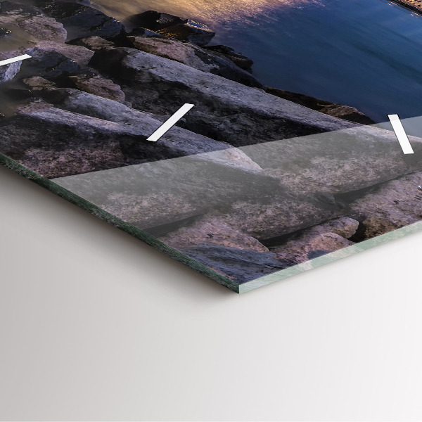 Zegar ścienny kwadratowy Skalisty brzeg pod mostem