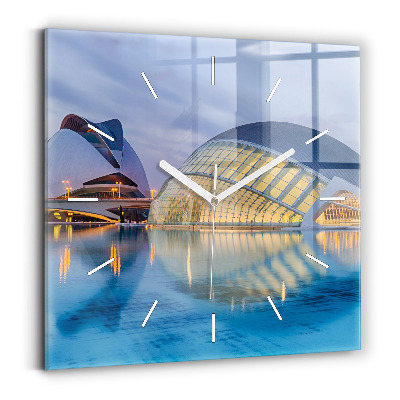 Zegar ścienny kwadratowy Miasto zachód słońca