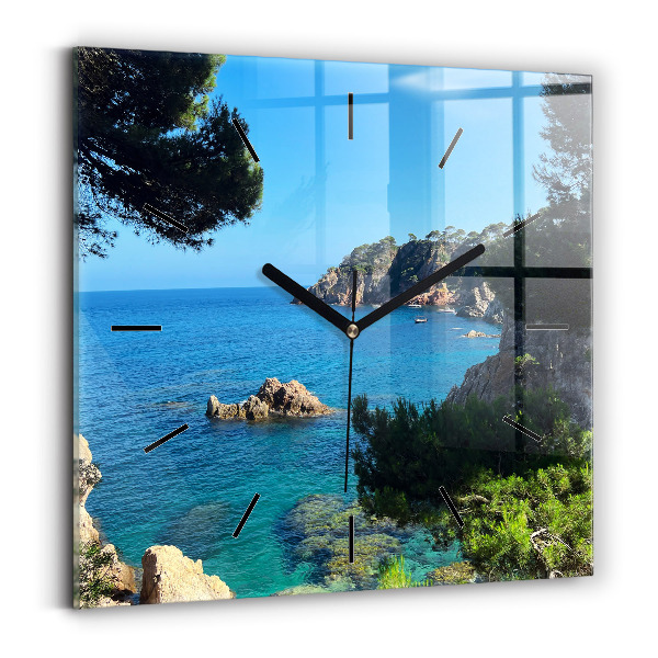 Zegar ścienny kwadratowy Wybrzeże Costa Brava