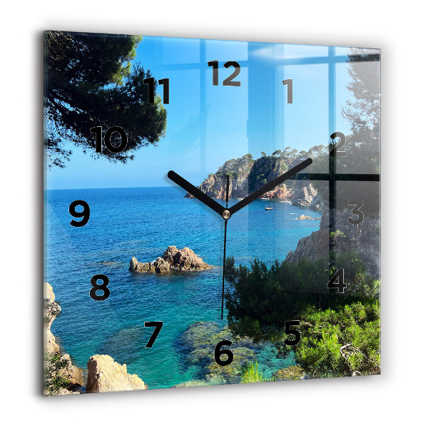 Zegar ścienny kwadratowy Wybrzeże Costa Brava