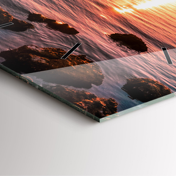 Zegar ścienny kwadratowy Skały o zachodzie słońca