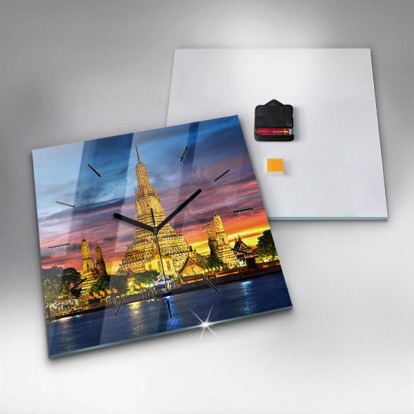 Kwadratowy zegar Świątynia w Bangkoku