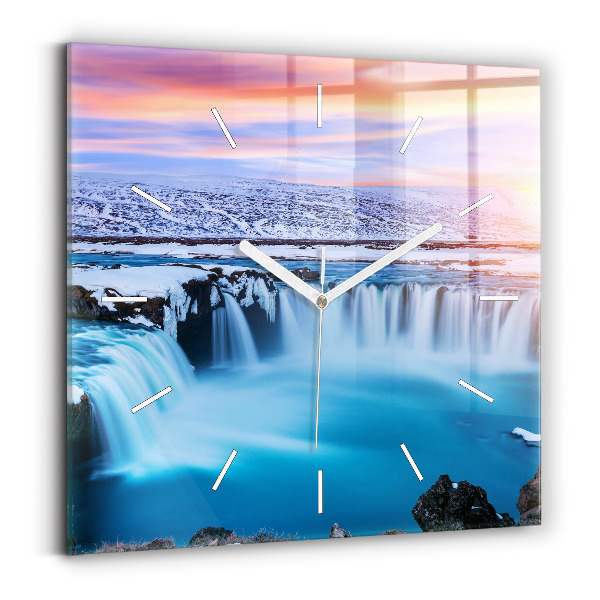 Kwadratowy zegar Wodospad Godafoss Islandia