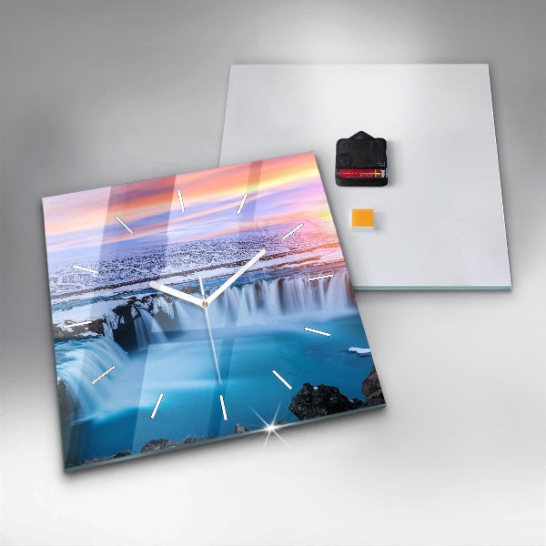 Kwadratowy zegar Wodospad Godafoss Islandia