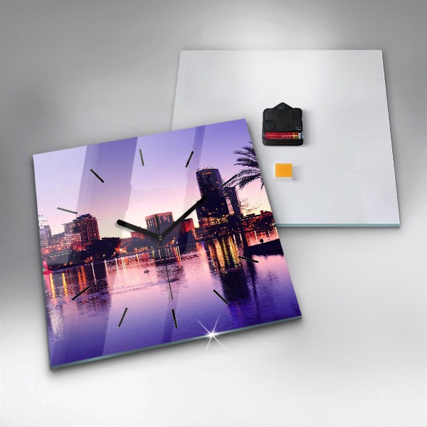 Kwadratowy zegar Orlando panorama miasta