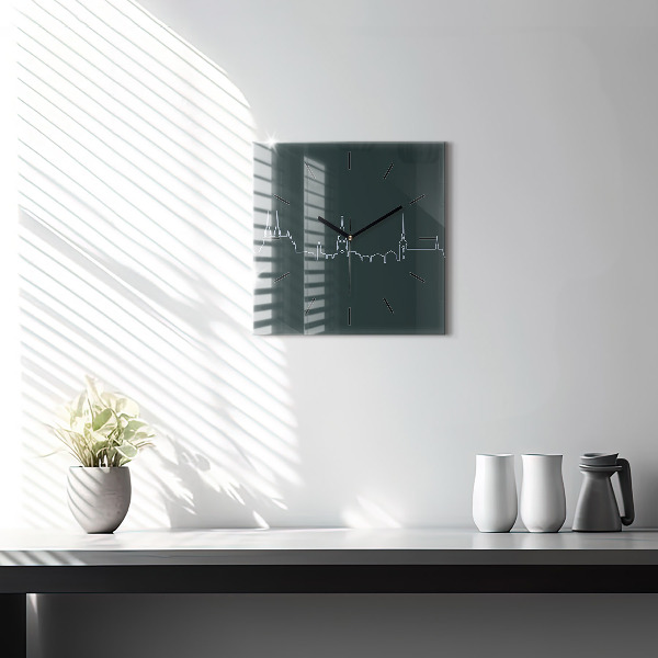 Kwadratowy zegar Line-art miasta Brno