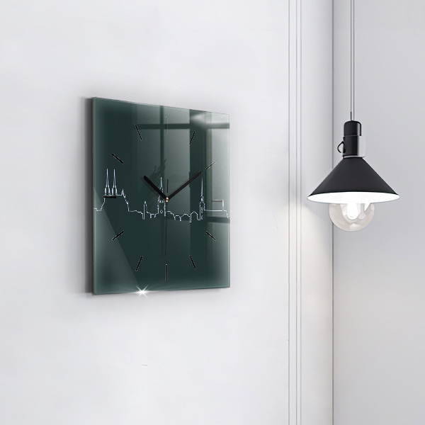 Kwadratowy zegar Line-art miasta Brno