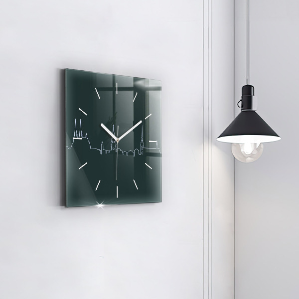 Kwadratowy zegar Line-art miasta Brno