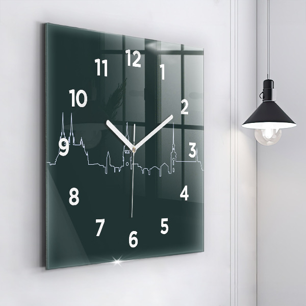 Kwadratowy zegar Line-art miasta Brno