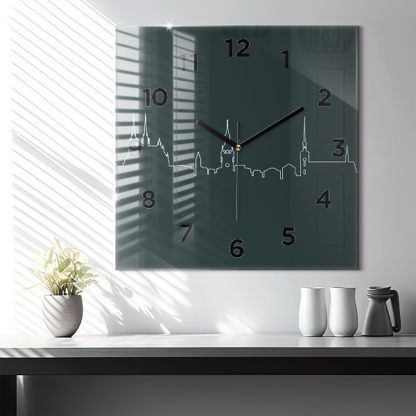 Kwadratowy zegar Line-art miasta Brno