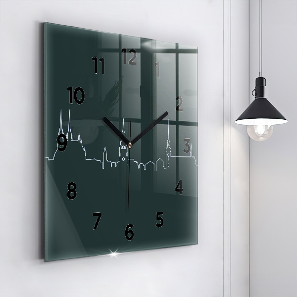 Kwadratowy zegar Line-art miasta Brno