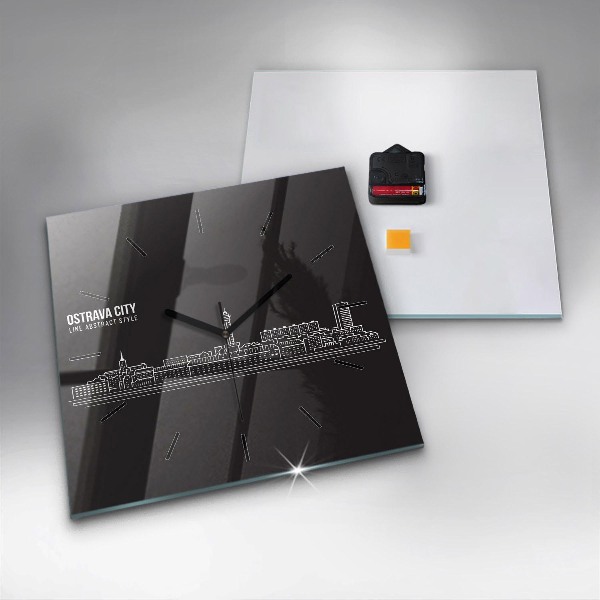 Kwadratowy zegar Miasto Ostrawa rysunek