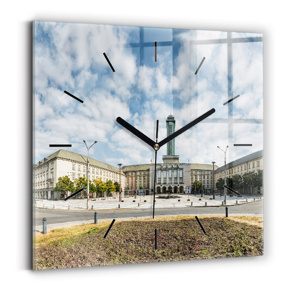 Zegar na ścianę kwadratowy Panorama miasta Ostrawa