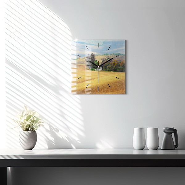 Kwadratowy zegar Morawy wiejski Krajobraz