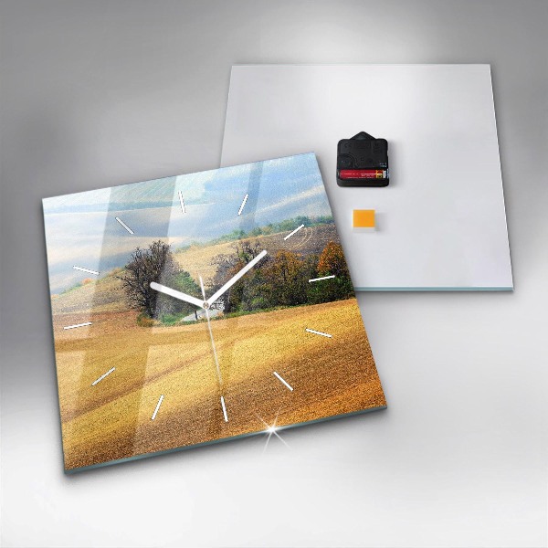 Kwadratowy zegar Morawy wiejski Krajobraz