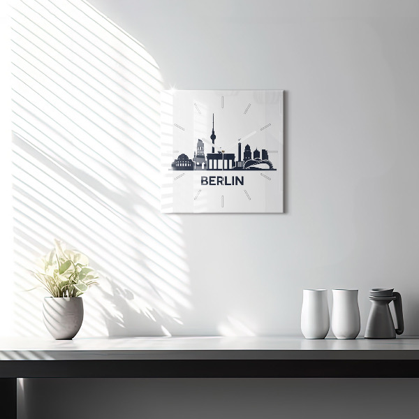Kwadratowy zegar Ilustracja miasta Berlin