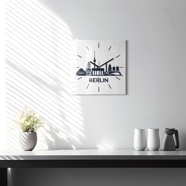 Kwadratowy zegar Ilustracja miasta Berlin