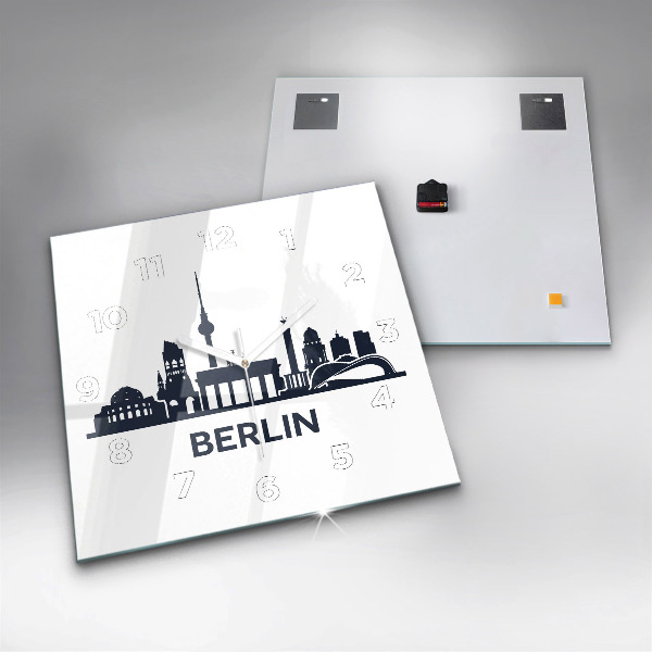 Kwadratowy zegar Ilustracja miasta Berlin