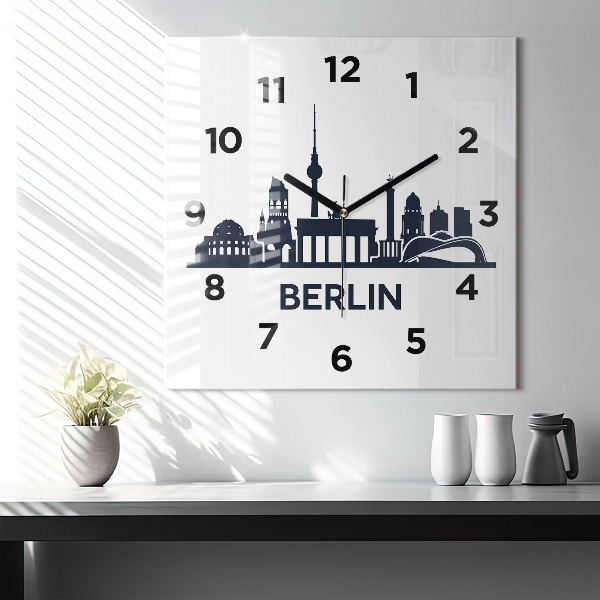 Kwadratowy zegar Ilustracja miasta Berlin