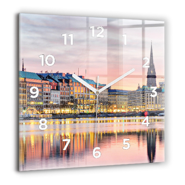 Kwadratowy zegar Alster w Hamburgu
