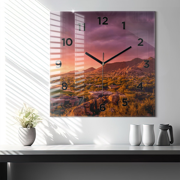 Zegar na ścianę kwadratowy Zachód słońca North Scottsdale