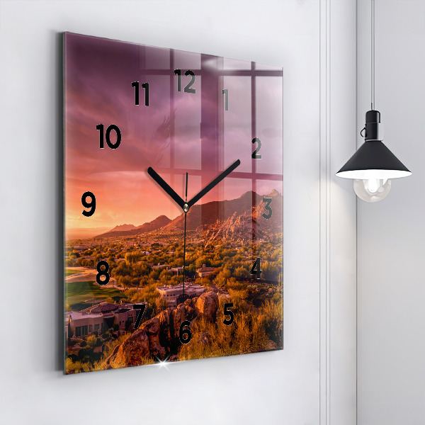 Zegar na ścianę kwadratowy Zachód słońca North Scottsdale