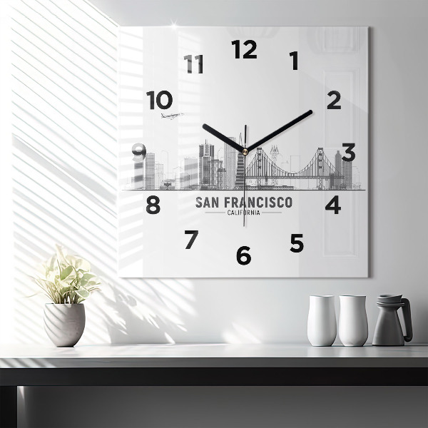Kwadratowy zegar Panorama San Francisco