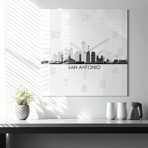 Zegar na ścianę kwadratowy Miasto San Antonio Texas