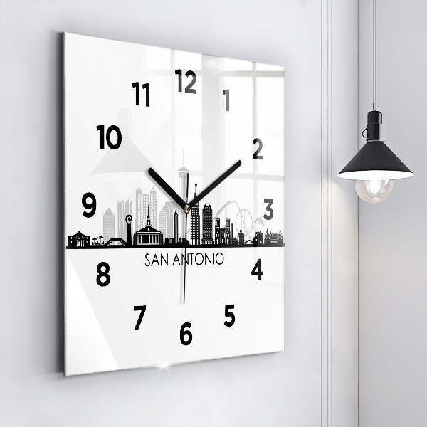 Zegar na ścianę kwadratowy Miasto San Antonio Texas