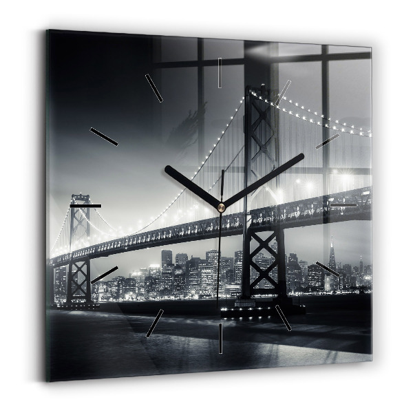 Kwadratowy zegar Most nocą San Francisco