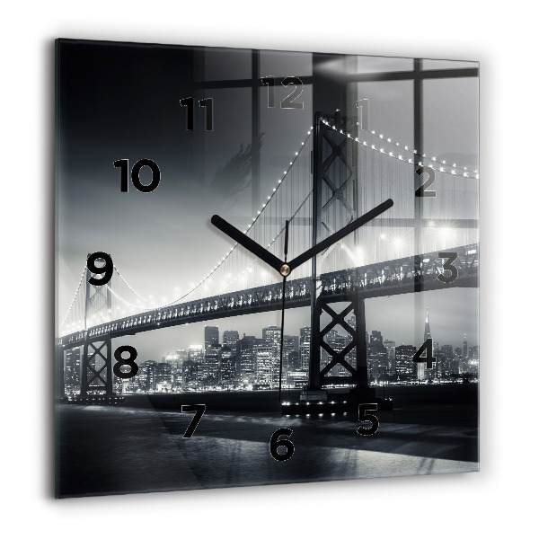 Kwadratowy zegar Most nocą San Francisco