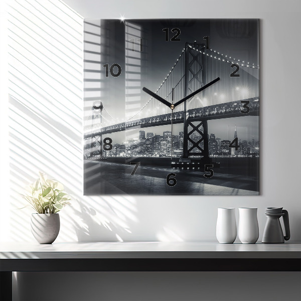 Kwadratowy zegar Most nocą San Francisco