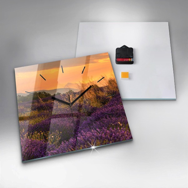 Kwadratowy zegar Łąka lawendowa Francja
