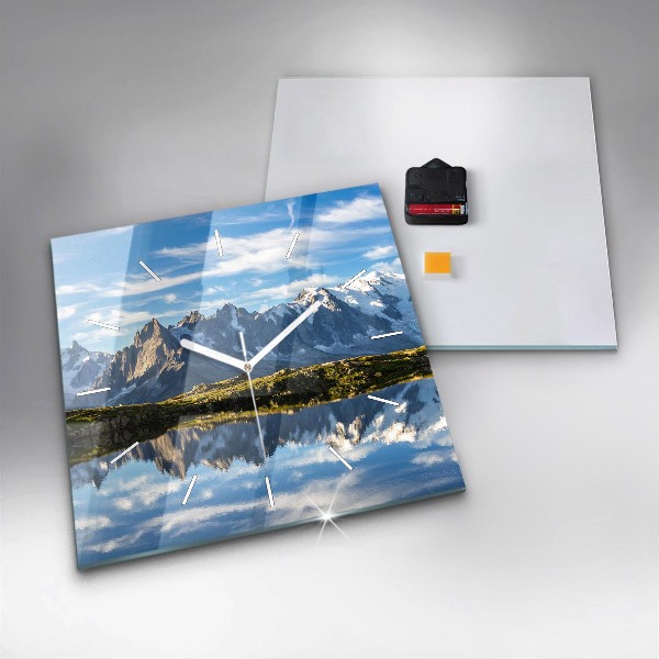 Zegar na ścianę kwadratowy Dolina Chamonix, Alpy Francuskie