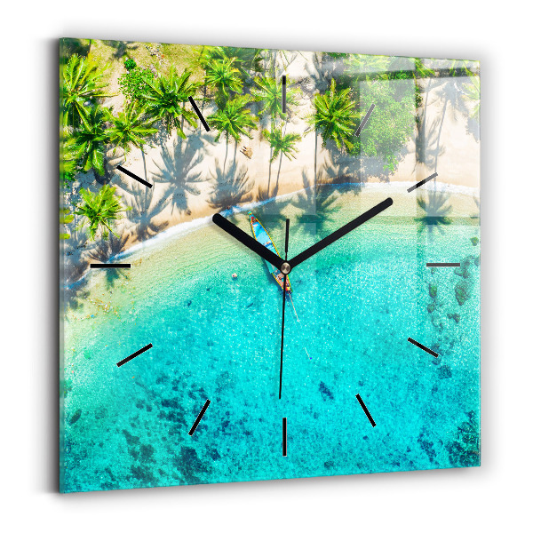 Zegar na ścianę kwadratowy Tropikalna plaża Koh Tao